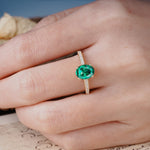 Classic Simple 4-Prong Oval Cut Emerald Engagement Ring - Additional view