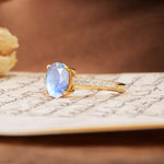 Classic Simple 4-Prong Oval Cut Moonstone Engagement Ring - Additional view