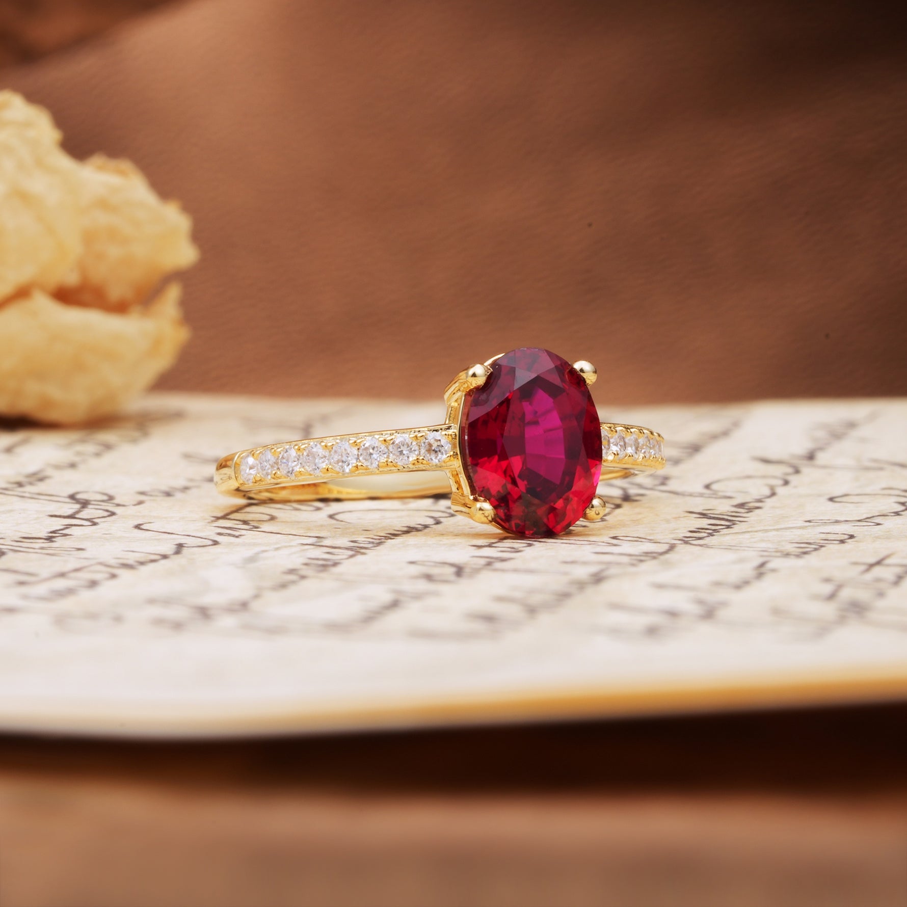 Classic Simple 4-Prong Oval Cut Ruby Engagement Ring - Additional view