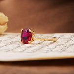 Classic Simple 4-Prong Oval Cut Ruby Engagement Ring - Additional view