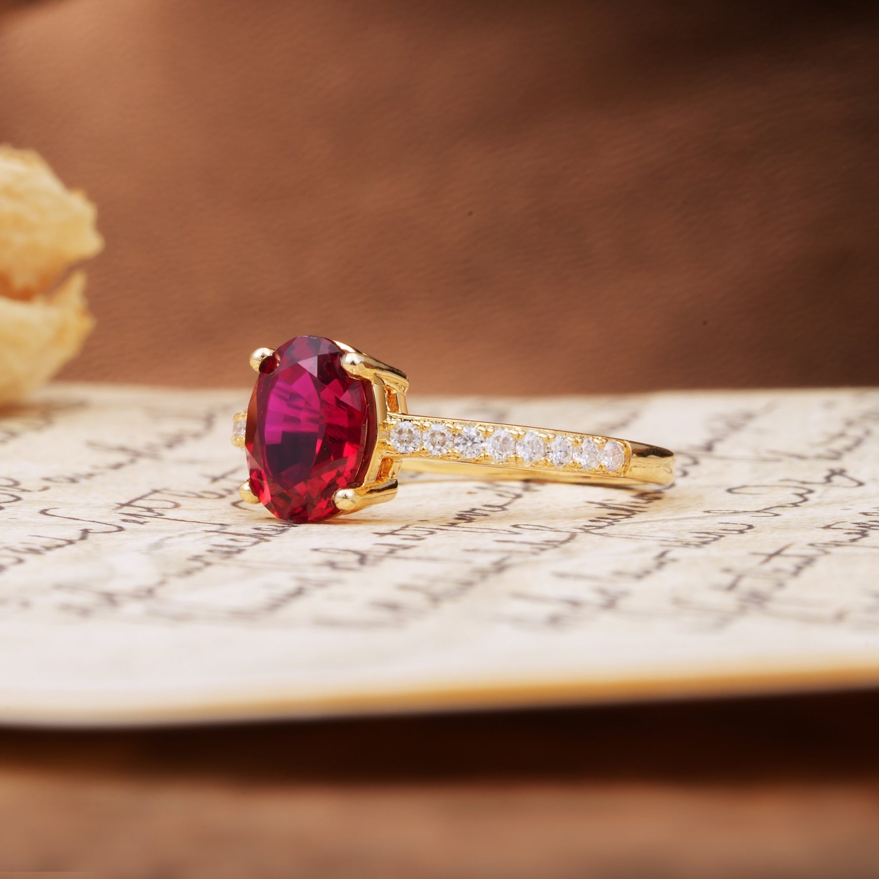 Classic Simple 4-Prong Oval Cut Ruby Engagement Ring - Additional view