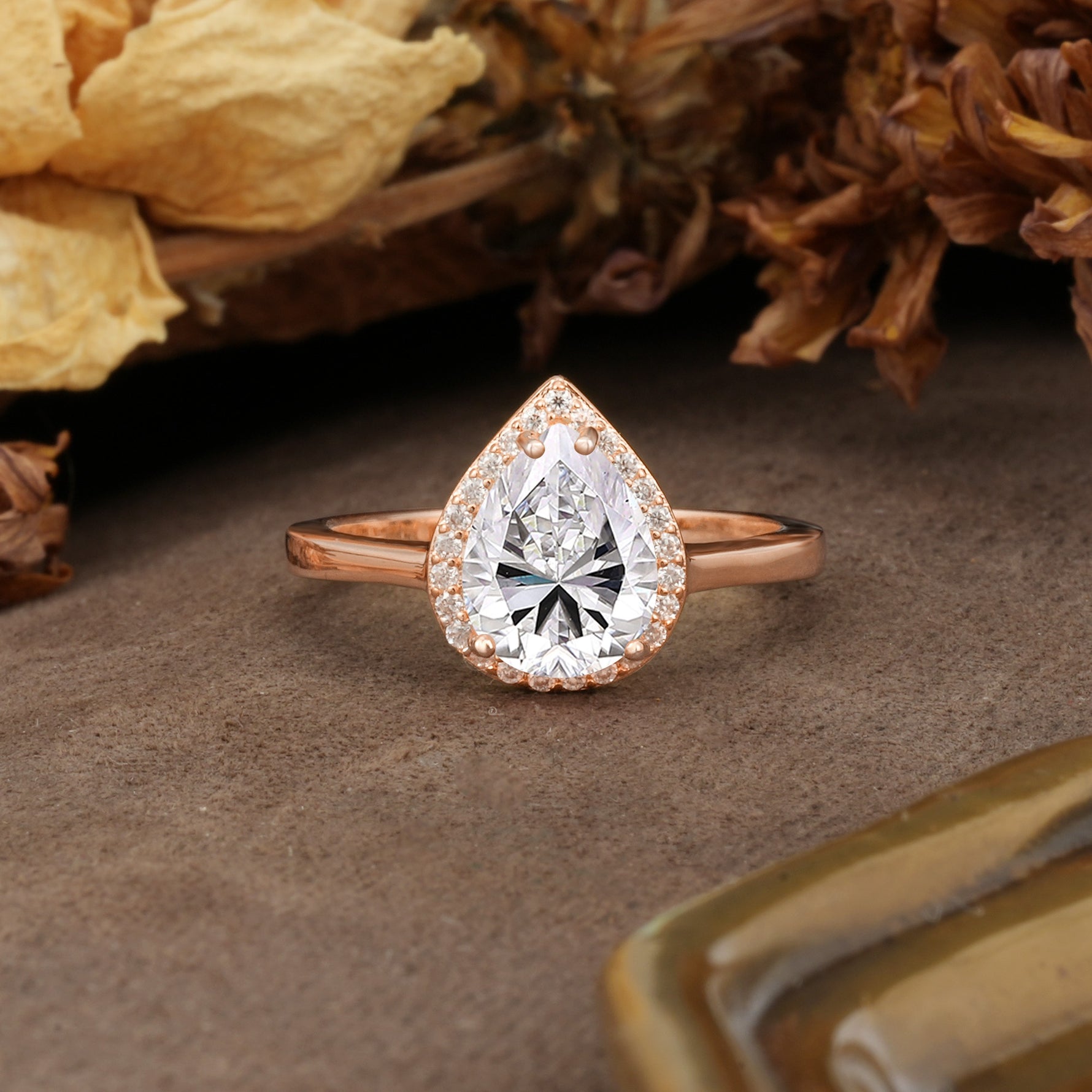 Luxurious 4-Prong Pear Cut Lab Diamond Engagement Ring - Additional view