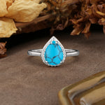 Luxurious 4-Prong Pear Cut Turquoise Engagement Ring - Additional view