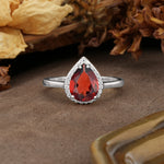 Luxurious 4-Prong Pear Cut Garnet Engagement Ring - Additional view