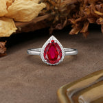 Luxurious 4-Prong Pear Cut Ruby Engagement Ring - Additional view