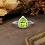 Luxurious 4-Prong Pear Cut Peridot Engagement Ring - Additional view