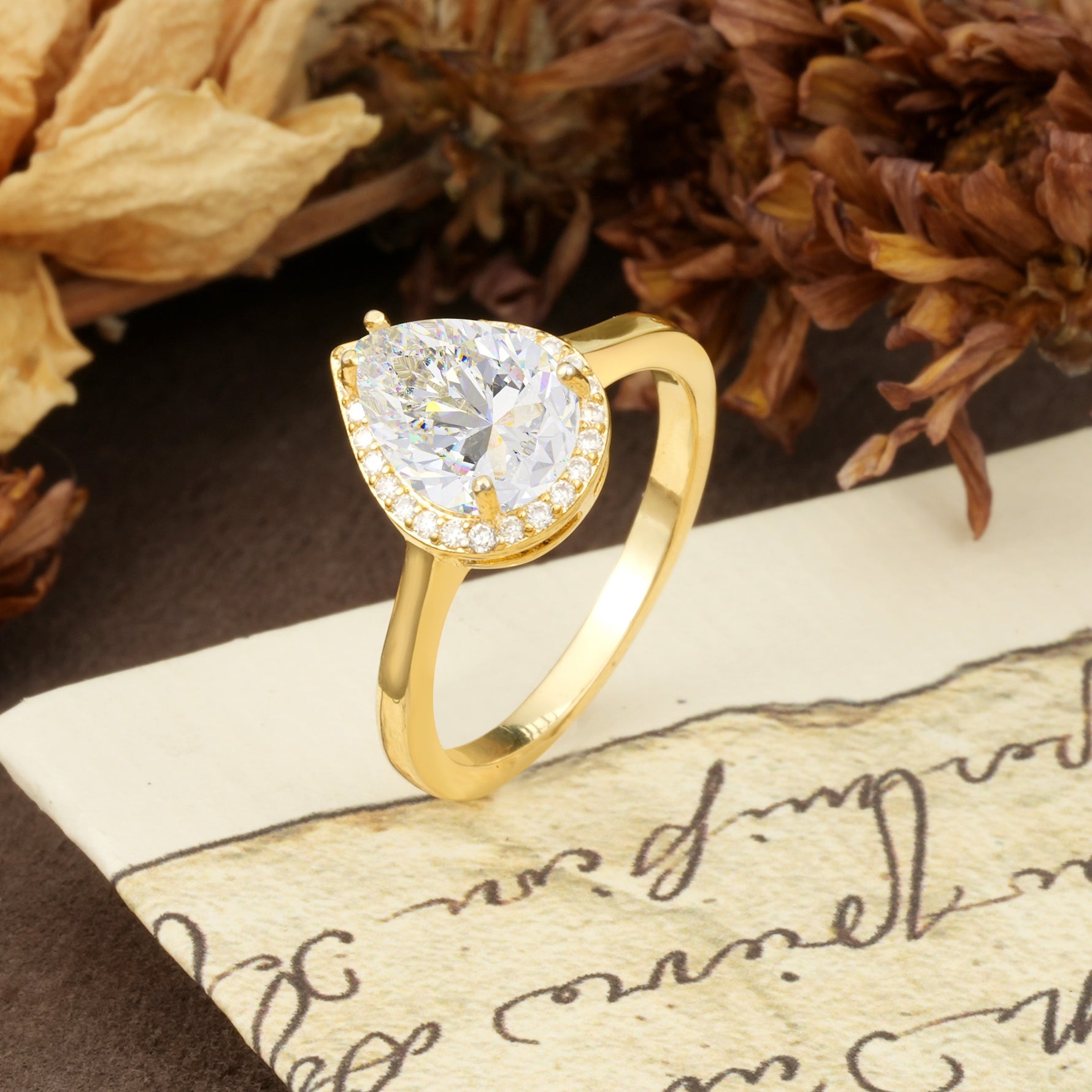 Luxurious 4-Prong Pear Cut Moissanite Engagement Ring - Additional view