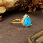 Luxurious 4-Prong Pear Cut Turquoise Engagement Ring - Additional view