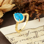 Luxurious 4-Prong Pear Cut Turquoise Engagement Ring - Additional view
