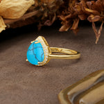 Luxurious 4-Prong Pear Cut Turquoise Engagement Ring - Additional view
