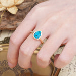 Luxurious 4-Prong Pear Cut Turquoise Engagement Ring - Additional view