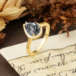 Luxurious 4-Prong Pear Cut Black Rutilated Quartz Engagement Ring - Additional view