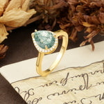 Luxurious 4-Prong Pear Cut Moss Agate Engagement Ring - Additional view