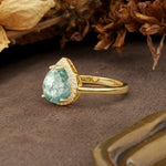 Luxurious 4-Prong Pear Cut Moss Agate Engagement Ring - Additional view
