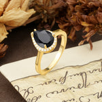 Luxurious 4-Prong Pear Cut Black Onyx Engagement Ring - Additional view