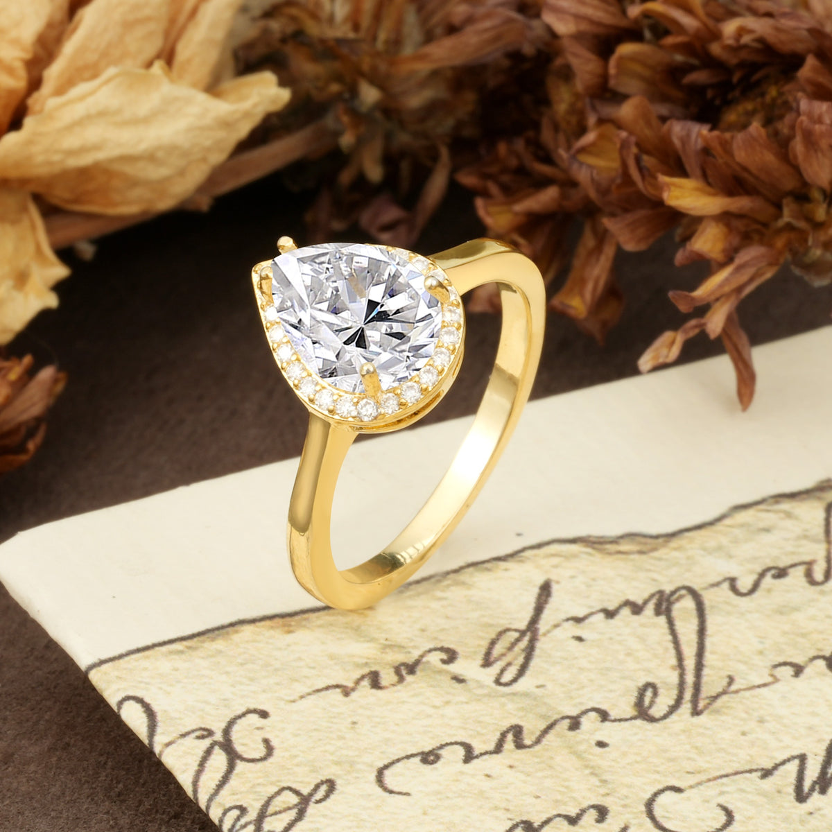 Luxurious 4-Prong Pear Cut Lab Diamond Engagement Ring - Additional view
