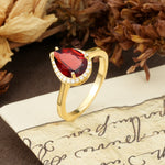 Luxurious 4-Prong Pear Cut Garnet Engagement Ring - Additional view