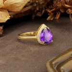 Luxurious 4-Prong Pear Cut Amethyst Engagement Ring - Additional view