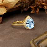 Luxurious 4-Prong Pear Cut Aquamarine Engagement Ring - Additional view