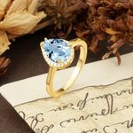 Luxurious 4-Prong Pear Cut Aquamarine Engagement Ring - Additional view