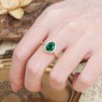 Luxurious 4-Prong Pear Cut Emerald Engagement Ring - Additional view
