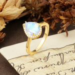 Luxurious 4-Prong Pear Cut Moonstone Engagement Ring - Additional view