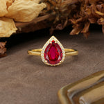 Luxurious 4-Prong Pear Cut Ruby Engagement Ring - Additional view