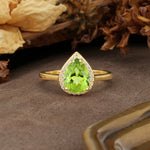 Luxurious 4-Prong Pear Cut Peridot Engagement Ring - Additional view
