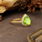 Luxurious 4-Prong Pear Cut Peridot Engagement Ring - Additional view