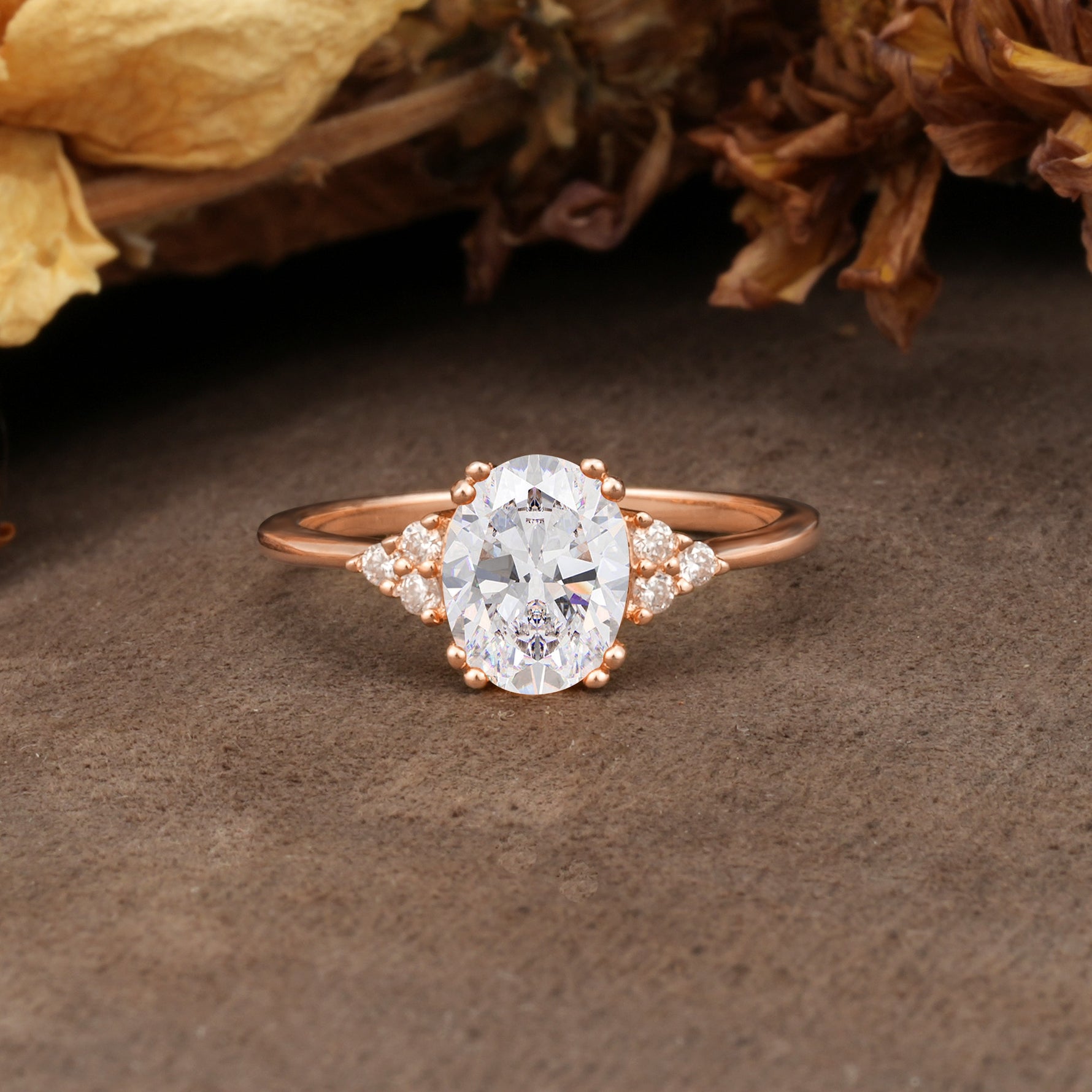 Classic Vintage 8-Prong Oval Cut Moissanite Engagement Ring - Additional view