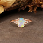 Classic Vintage 8-Prong Oval Cut Fire Opal Engagement Ring - Additional view