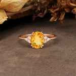 Classic Vintage 8-Prong Oval Cut Citrine Engagement Ring - Additional view