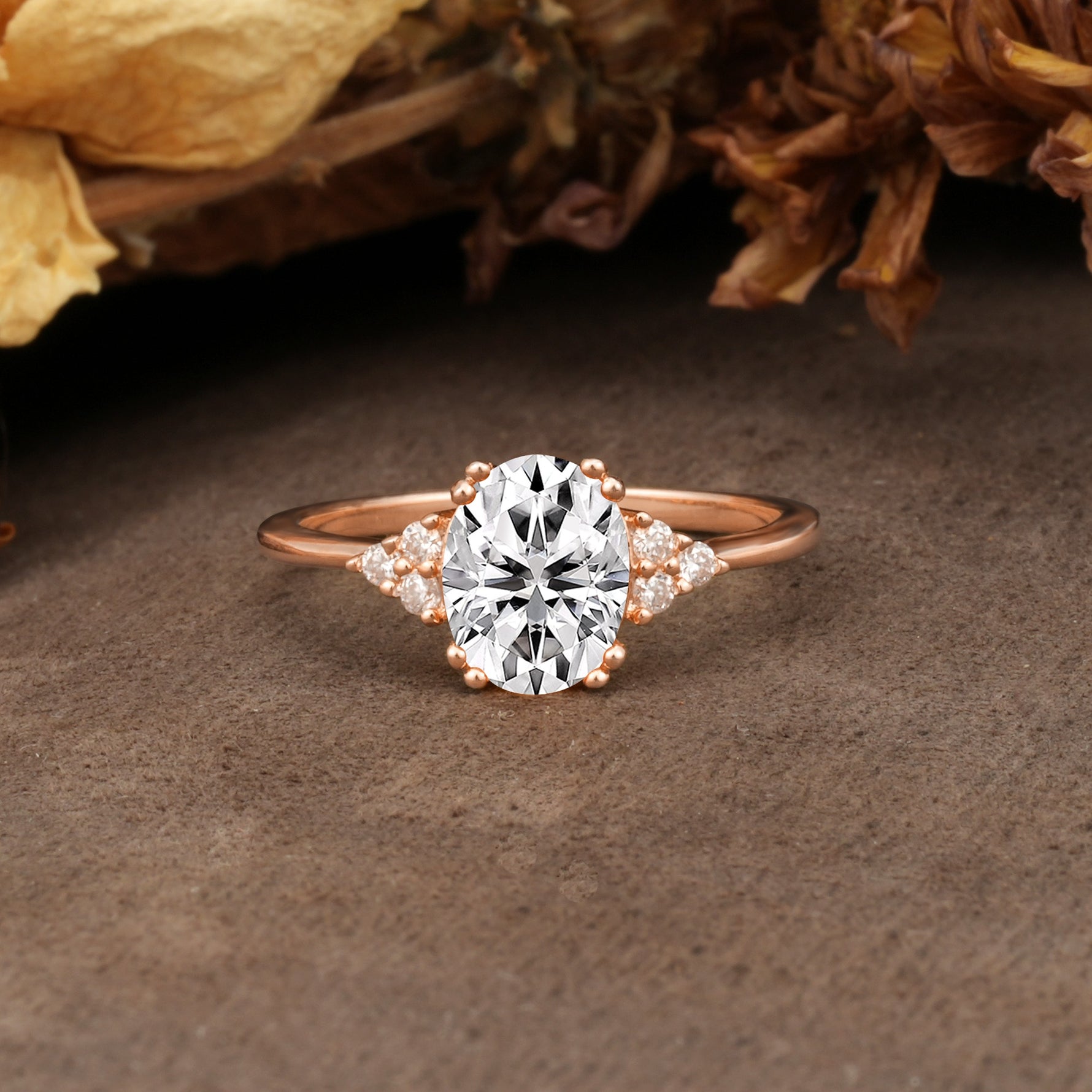 Classic Vintage 8-Prong Oval Cut Lab Diamond Engagement Ring - Additional view
