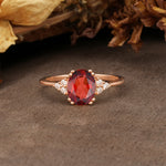 Classic Vintage 8-Prong Oval Cut Garnet Engagement Ring - Additional view