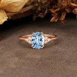 Classic Vintage 8-Prong Oval Cut Aquamarine Engagement Ring - Additional view
