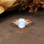 Classic Vintage 8-Prong Oval Cut Moonstone Engagement Ring - Additional view