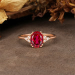 Classic Vintage 8-Prong Oval Cut Ruby Engagement Ring - Additional view
