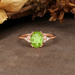 Classic Vintage 8-Prong Oval Cut Peridot Engagement Ring - Additional view