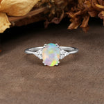 Classic Vintage 8-Prong Oval Cut Fire Opal Engagement Ring - Additional view