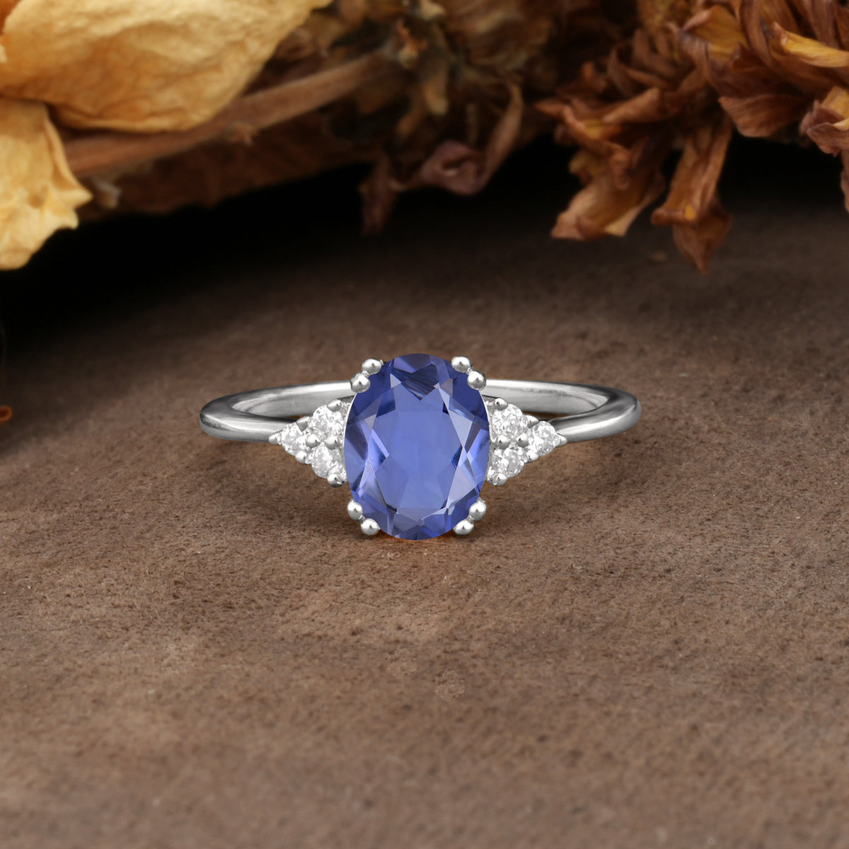 Classic Vintage 8-Prong Oval Cut Tanzanite Engagement Ring - Additional view