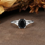Classic Vintage 8-Prong Oval Cut Black Onyx Engagement Ring - Additional view