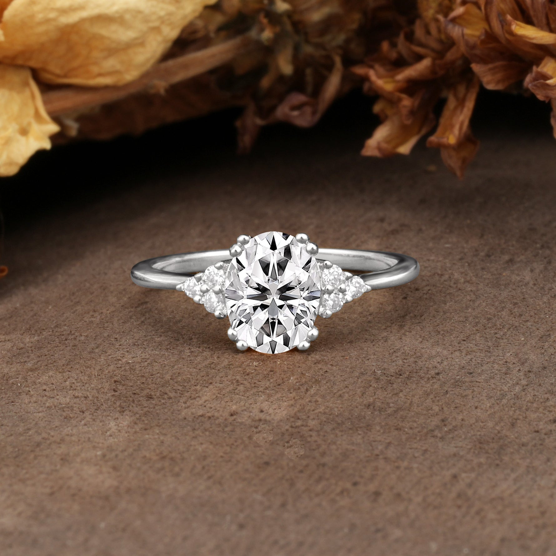 Classic Vintage 8-Prong Oval Cut Lab Diamond Engagement Ring - Additional view