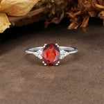 Classic Vintage 8-Prong Oval Cut Garnet Engagement Ring - Additional view