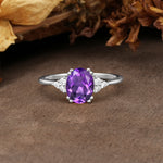 Classic Vintage 8-Prong Oval Cut Amethyst Engagement Ring - Additional view