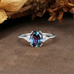Classic Vintage 8-Prong Oval Cut Alexandrite Engagement Ring - Additional view