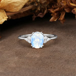 Classic Vintage 8-Prong Oval Cut Moonstone Engagement Ring - Additional view