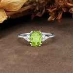 Classic Vintage 8-Prong Oval Cut Peridot Engagement Ring - Additional view