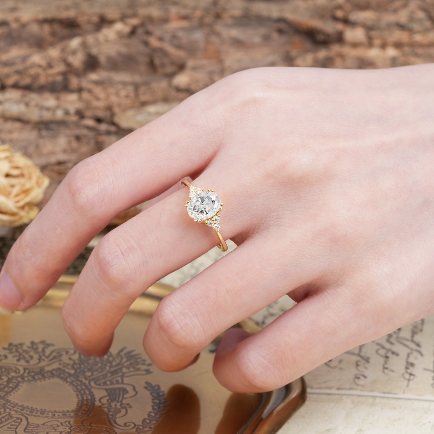 Classic Vintage 8-Prong Oval Cut Moissanite Engagement Ring - Additional view