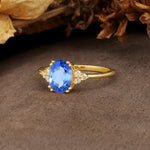 Classic Vintage 8-Prong Oval Cut Sapphire Engagement Ring - Additional view