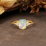 Classic Vintage 8-Prong Oval Cut Fire Opal Engagement Ring - Additional view
